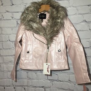 Jessica Simpson Pink moto jacket Sz S 7/8
